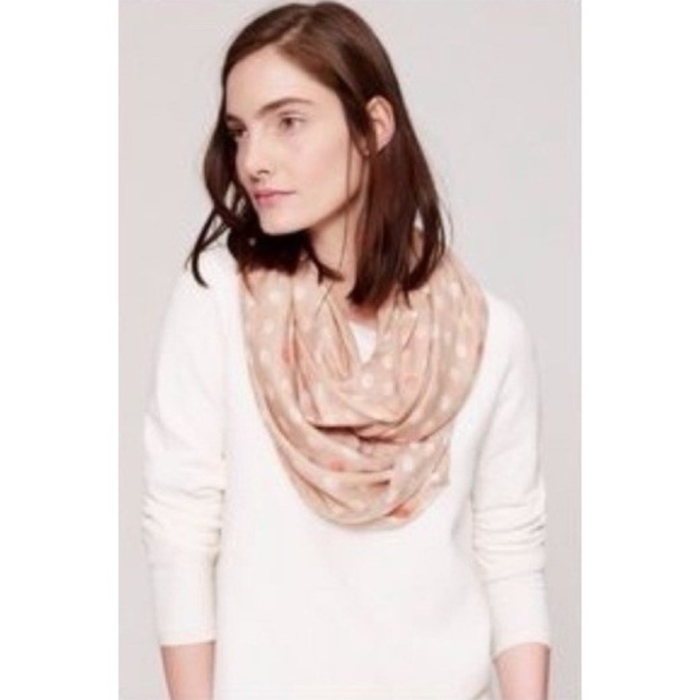 NWT LOFT Ann Taylor Acorn Infinity‎ Scarf Tan Red White Lightweight Rayon
